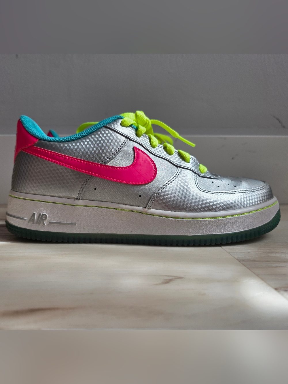 Nike Air Force 1 Low '06 GS "Metallic Silver/Pink Glow" 7Y Womens 8.5-9